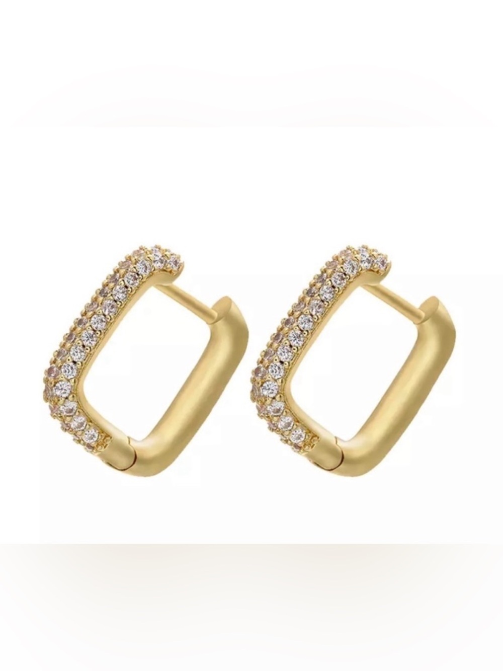 Pave CZ Crystal Oval Hoop Earrings 2026 style New Huggies Gold Plated
